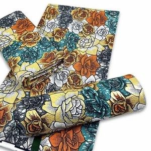 Attractive high quality golden wax fabric 6 yards for any craft project.